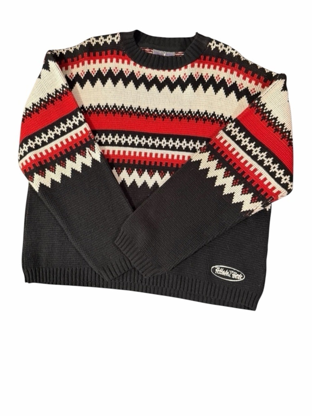 Vintage Freeman Porter Fair Isle Nordic Geometric Cable Knit Wool Blend Sweater
